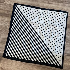 Vintage Made in Italy black & white polka dot & stripe scarf